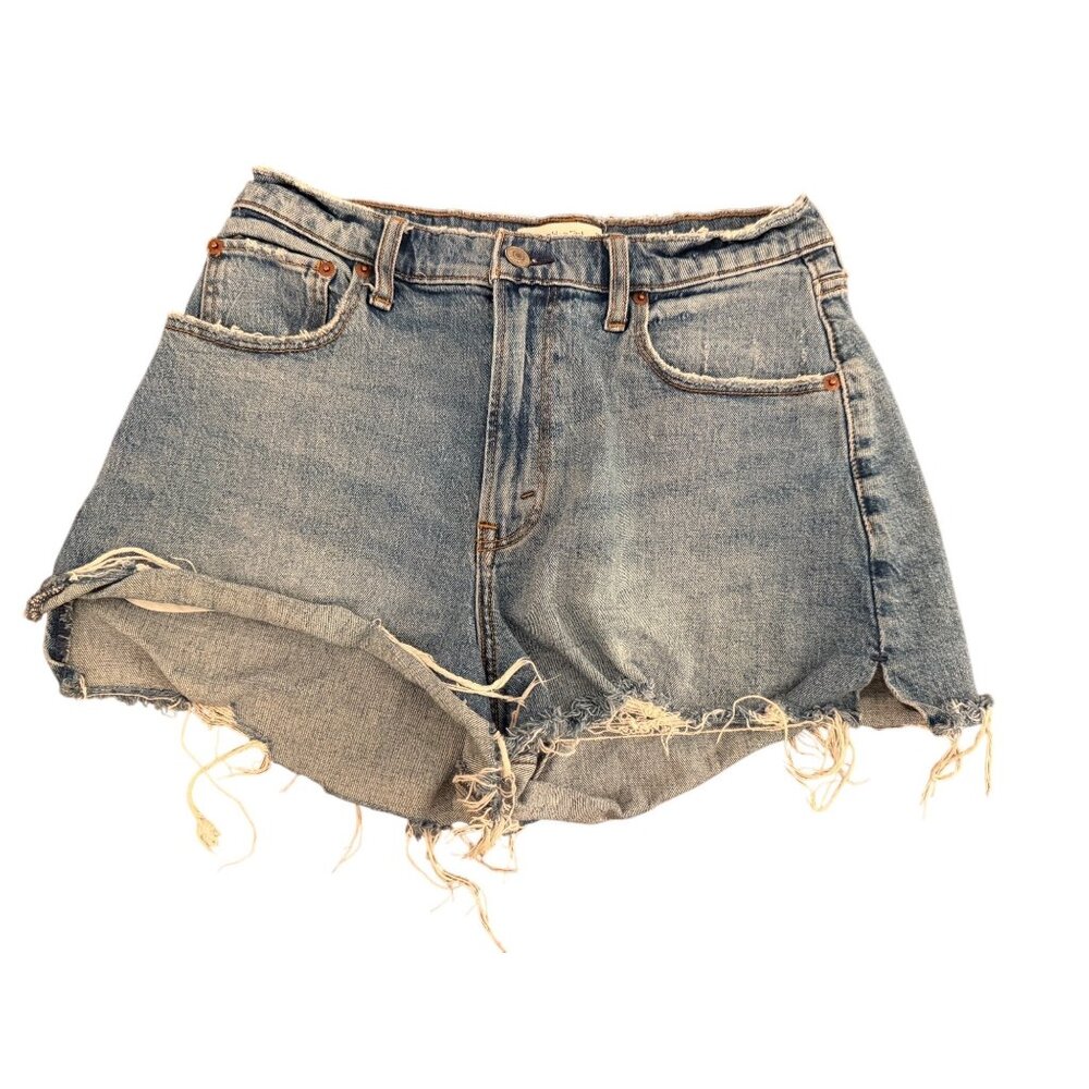 Abercrombie & Fitch Curve Love High Rise Cutoff Denim Shorts Light Wash 29 8